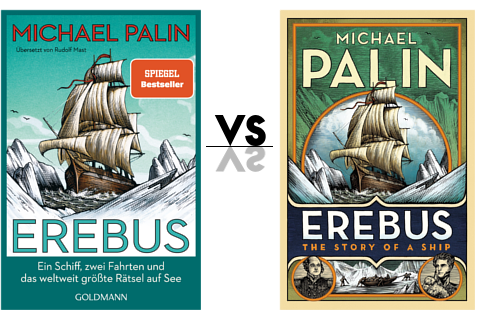 Coververgleich zum Buch Erebus. Links das deutsche, rechts das originale Cover.