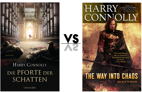  Coververgleich zum Buch Die Pforte der Schatten. Links das deutsche Cover, rechts das originale Cover.