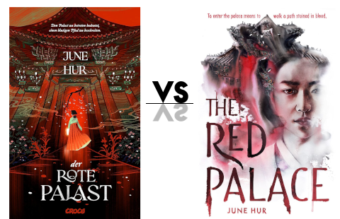 Miss Pageturner Buchblog Rezension Coververgleich vom Buch Der rote Palast. Links das deutsche Cover, rechts das Original.
